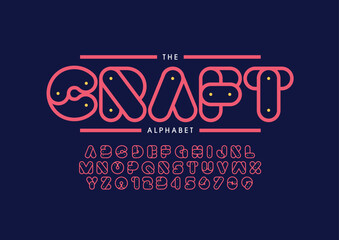 Vector of stylized modern font and alphabet