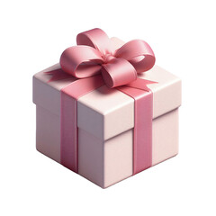 Fototapeta premium Chic Gift Box with Pink Bow on Transparent Background. Beautiful Decorative Box for Birthdays, Weddings, or New Year Celebrations