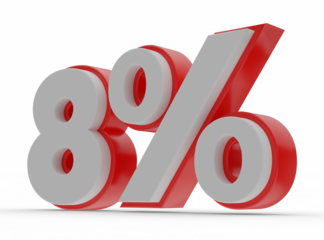 eight percent number 3d render