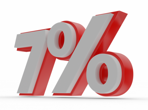 seven percent number 3d render