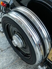 Vertical shot of a shiny wheel