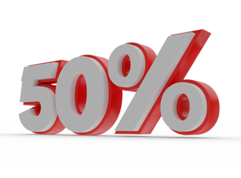 fifty percent number 3d render