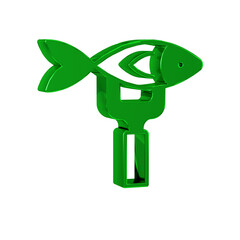 Green Dried fish icon isolated on transparent background.