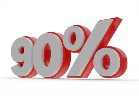 ninety percent number 3d render
