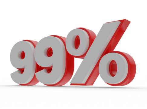ninety nine percent number 3d render