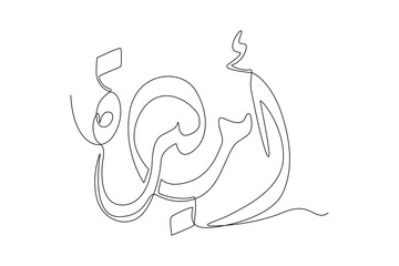 One continuous line drawing of World Arabic language day on 18 December. Arabic Language concept. Doodle vector illustration in simple linear style.