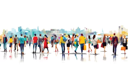 Foto op Canvas Minimalist vector illustration of a festival of travel, holidays on a white background, people traveling. © I LOVE PNG