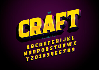 Vector of stylized modern font and alphabet