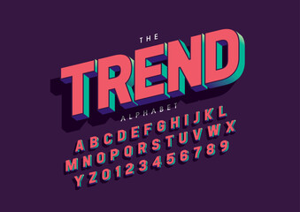 Vector of stylized modern font and alphabet