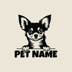 Peeking chihuahua silhouette vector - obrazy, fototapety, plakaty