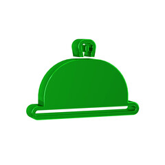 Green Covered with a tray of food icon isolated on transparent background. Tray and lid sign. Restaurant cloche with lid.