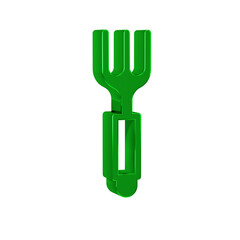 Green Fork icon isolated on transparent background. Cutlery symbol.