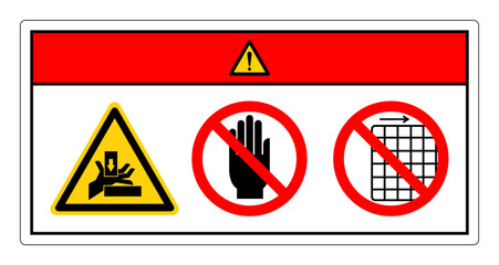 Danger Hand Crush Force From Right Do Not Touch and Do Not Remove Guard Symbol Sign, Vector Illustration, Isolate On White Background Label .EPS10