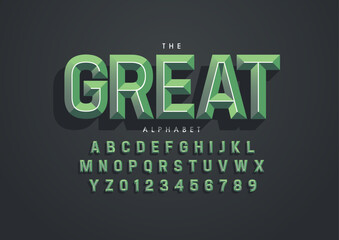 Vector of stylized modern font and alphabet