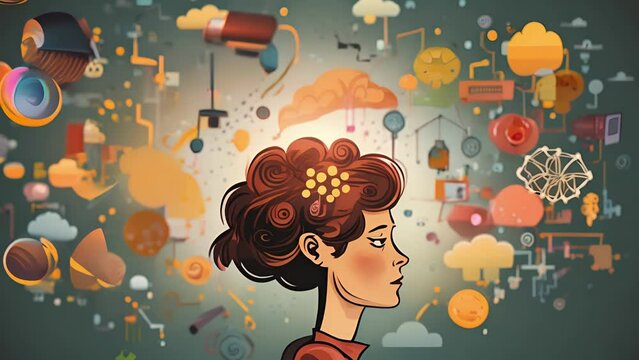 A characters thought bubble features a comic striplike sequence, showcasing different thought processes and decisionmaking. 2d animation