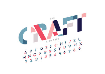 Vector of stylized modern font and alphabet