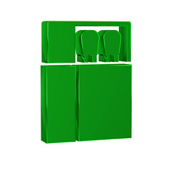 Green Open matchbox and matches icon isolated on transparent background.