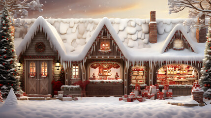 Obraz premium Christmas house in a old village in winter.