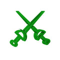 Green Fencing icon isolated on transparent background. Sport equipment.