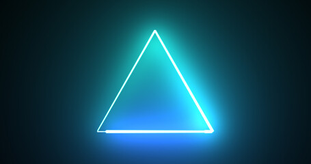 Neon glowing triangle loop background motion graphic fast futuristic technology bg. Seamless 3d render stylish trendy neon triangle. Concert meeting slideshow background.Illustration.