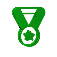 Green Medal icon isolated on transparent background. Winner symbol.