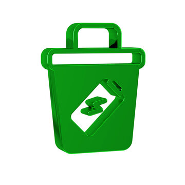 Green Trash can icon isolated on transparent background. Garbage bin sign. Recycle basket icon. Office trash icon.