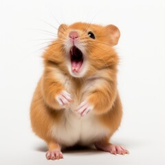 hamster yawns on a white background