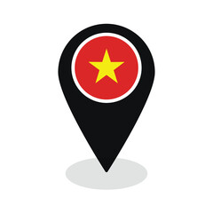 Flag of Vietnam flag on map pinpoint icon isolated black color