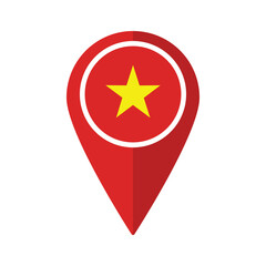 Flag of Vietnam flag on map pinpoint icon isolated red color