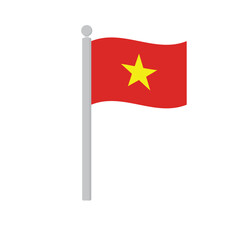 Flag of Vietnam on flagpole isolated