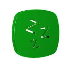 Green Sleepy icon isolated on transparent background. Sleepy zzz talk bubble.