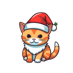 christmas cat with santa hat