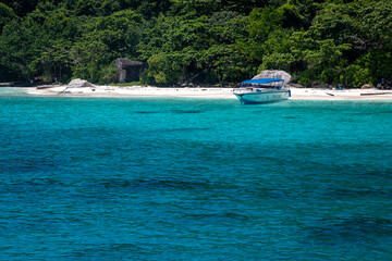 Beautiful seascape. Pure water. Blue sky, sunny day. Beautiful nature.