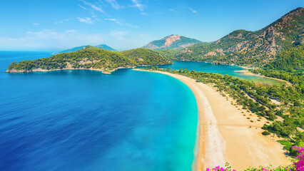 The coast and sandy beach at Olu Deniz, Turkey - Powered by Adobe