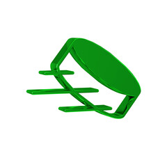 Green Hockey puck icon isolated on transparent background.