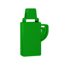 Green Thermos container icon isolated on transparent background. Thermo flask icon. Camping and hiking equipment.