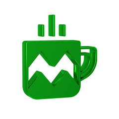 Green Cup of tea icon isolated on transparent background.