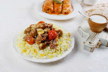 A traditional meal of Azerbaijan Qara for plov or ash.