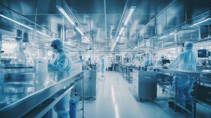 Naklejka premium Scientists in Hazmat Sterile Suits in Technologically Advanced Laboratory
