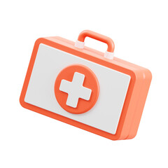 3D Rendered Orange First Aid Kit for Camping