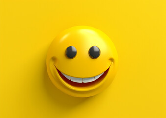 Yellow emoji 3D mood swings , smiley emoticon ball on yellow background 