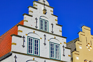 Friedrichstadt: Giebel von Häusern am Marktplatz (Schleswig-Holstein)