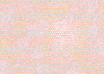 Hexagonal Pattern Design with Multicolored Squares and Red Interlining on a pink light Background - 676430171