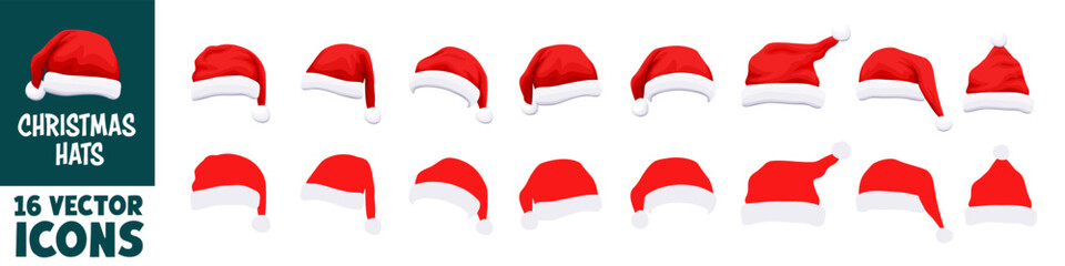 Christmas hat. Christmas hat set. Christmas decoration. - 676430334