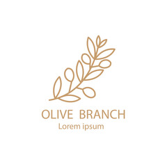 Olive Branch linear icon. Outline modern Olive Branch logo concept on white background from Agama-2 collection. Suitable for use in web applications, mobile applications and print media.
