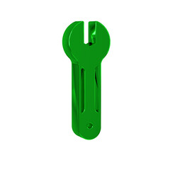 Green Wrench spanner icon isolated on transparent background. Spanner repair tool. Service tool symbol.