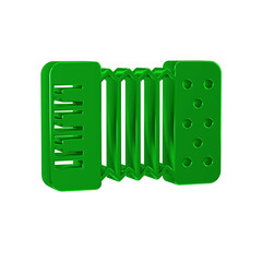 Green Musical instrument accordion icon isolated on transparent background. Classical bayan,...