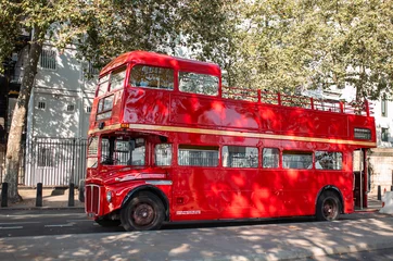 Fotobehang Red Double Decker Bus in London, UK © Elena