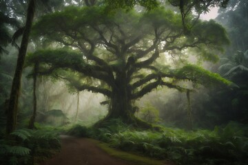 Fototapeta premium Big Tree in the Forest Generative AI