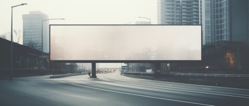 An empty billboard on a city highway. Blank billboard with copy space
